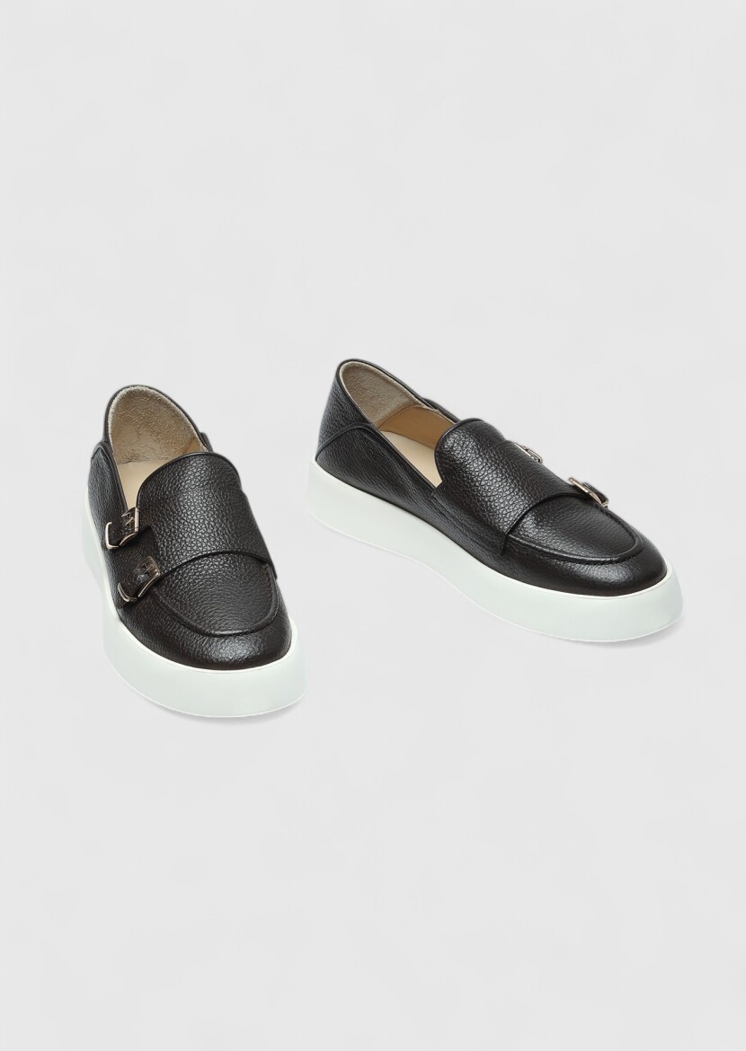 Kahverengi Deri Casual Ayakkabı - 3