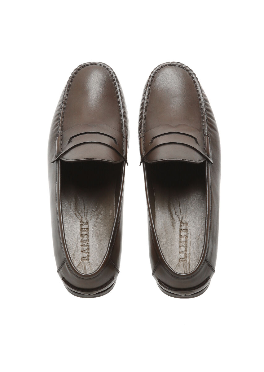Kahverengi Deri Casual Loafer - 5