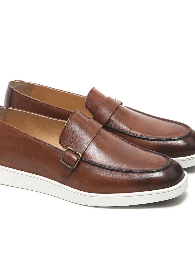 Kahverengi Deri Casual Loafer - 3
