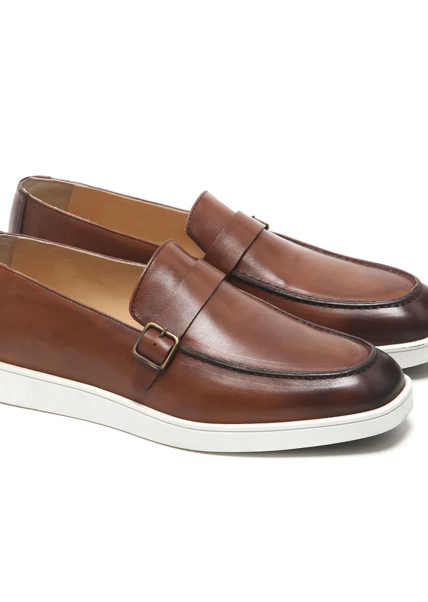 Kahverengi Deri Casual Loafer - 3