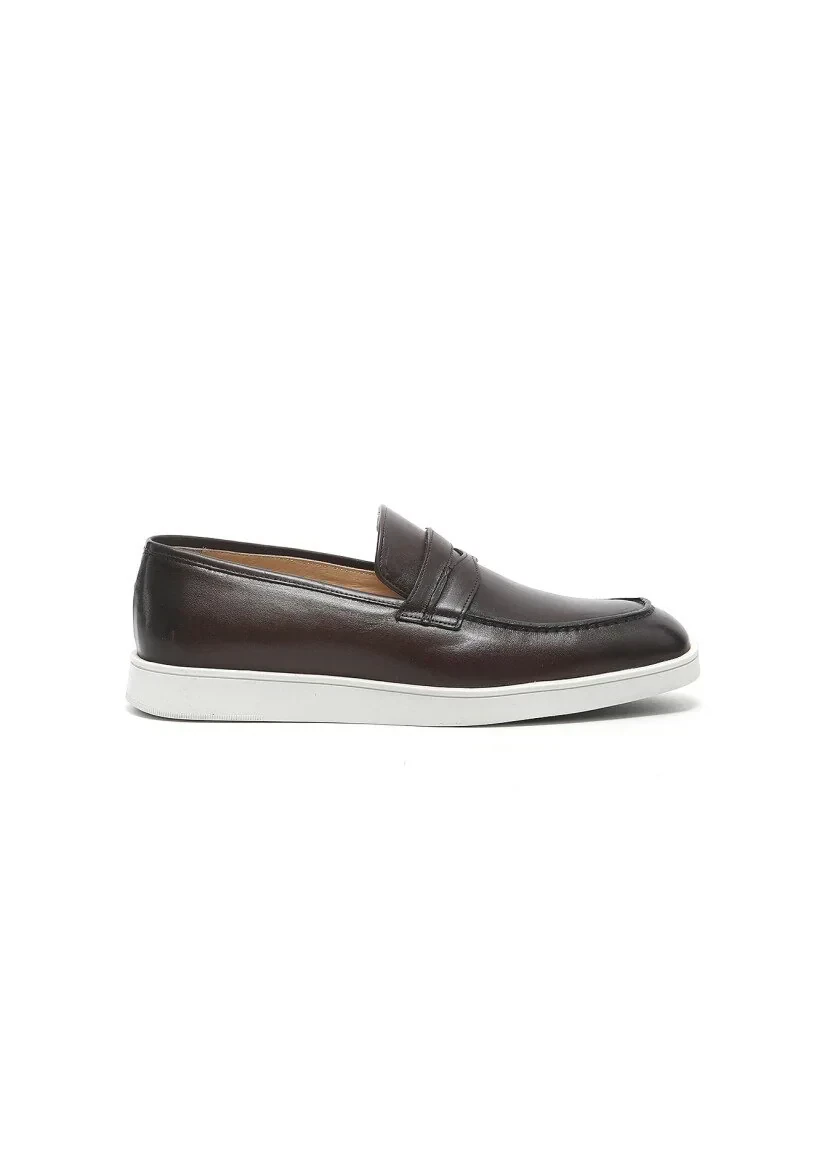 Kahverengi Deri Casual Loafer - 1