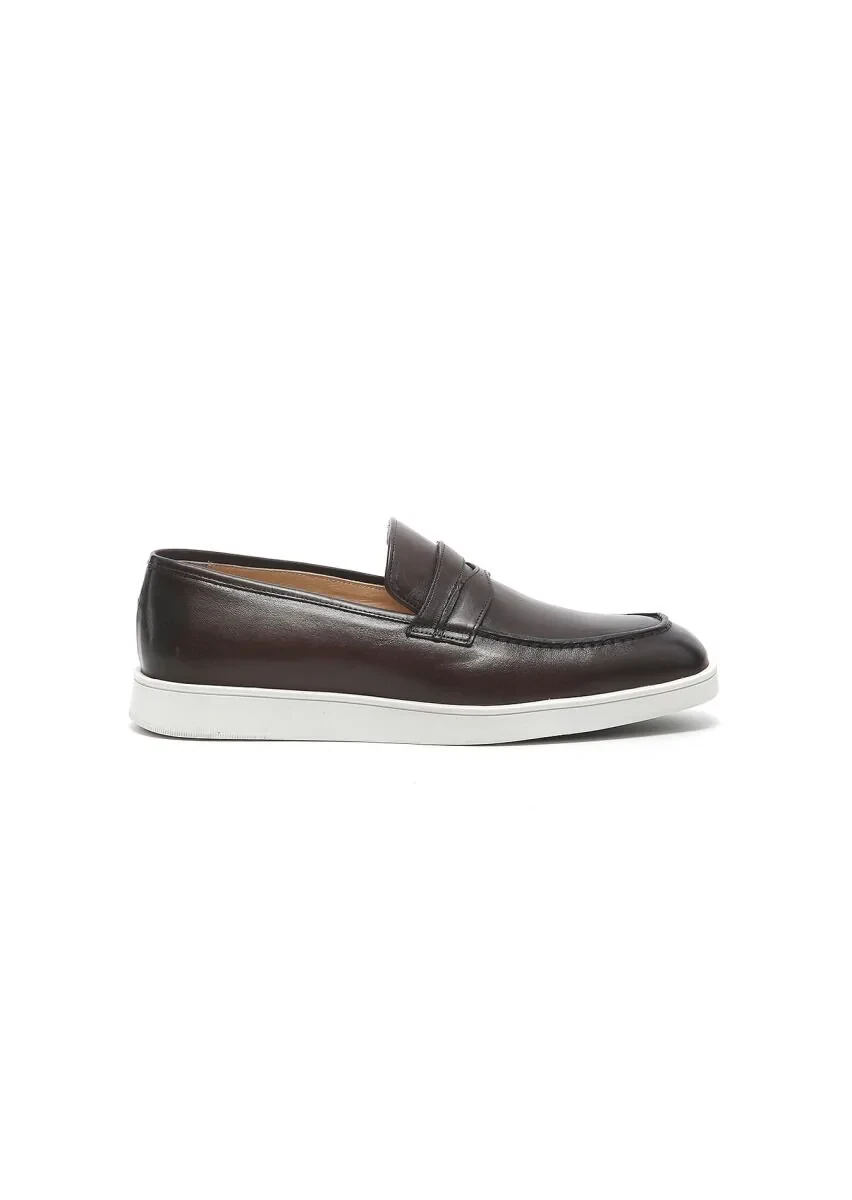Kahverengi Deri Casual Loafer - 1