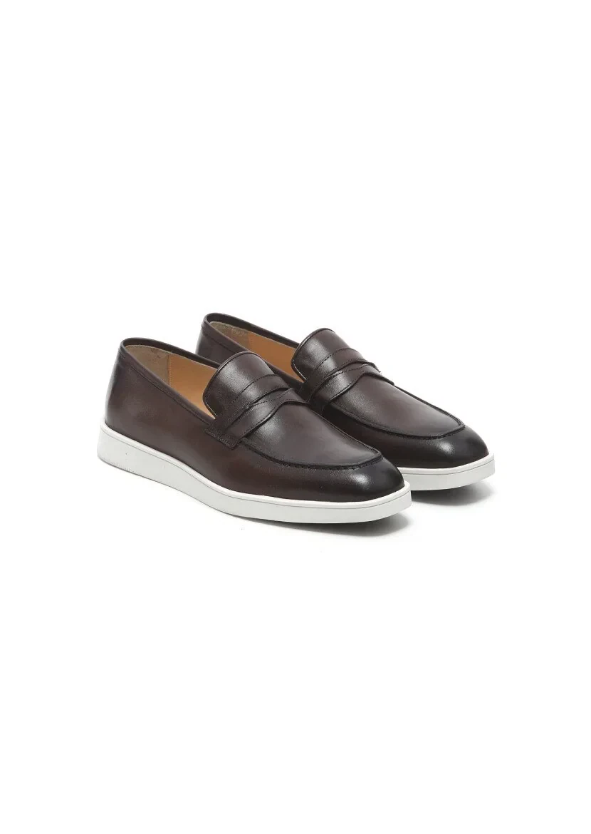 Kahverengi Deri Casual Loafer 