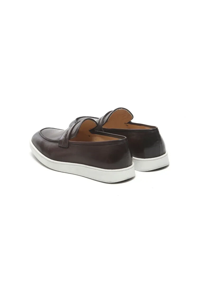 Kahverengi Deri Casual Loafer - 4