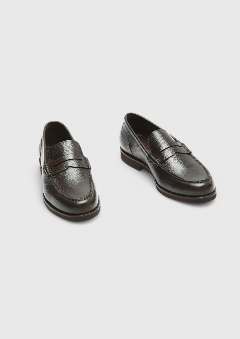 Kahverengi Deri Casual Loafer - 3
