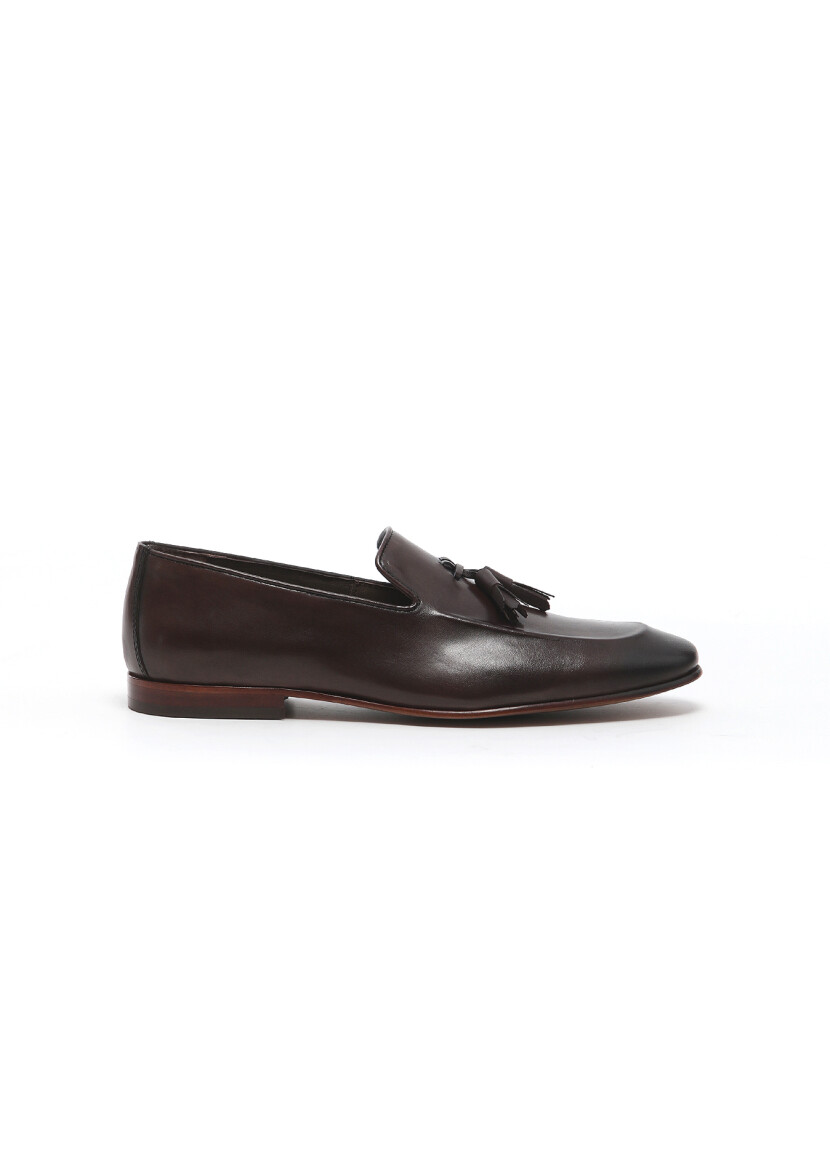 Kahverengi Deri Klasik Loafer - 1