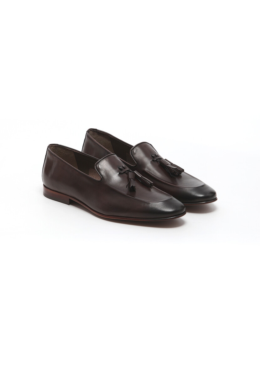 Kahverengi Deri Klasik Loafer - 2