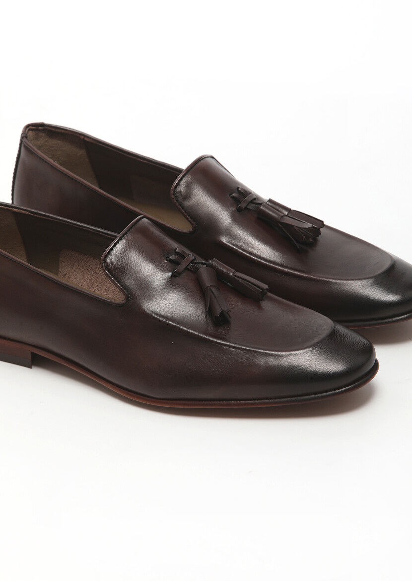 Kahverengi Deri Klasik Loafer - 3