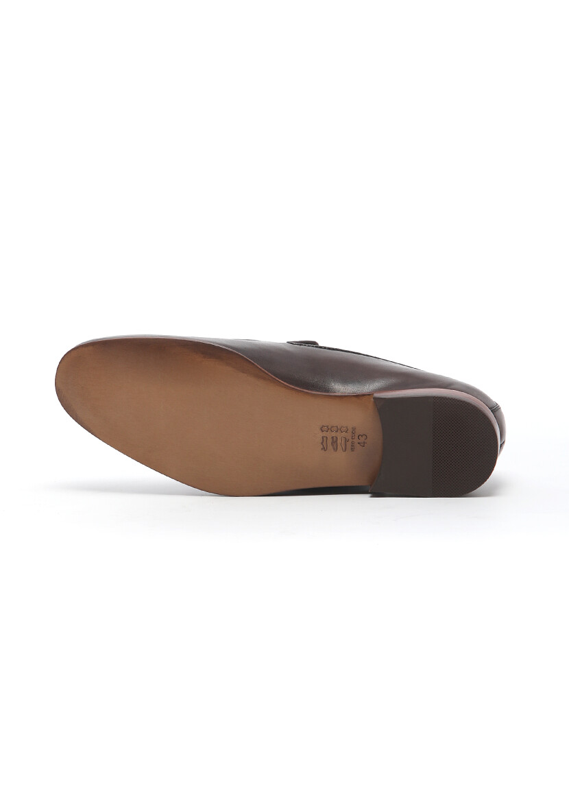 Kahverengi Deri Klasik Loafer - 5