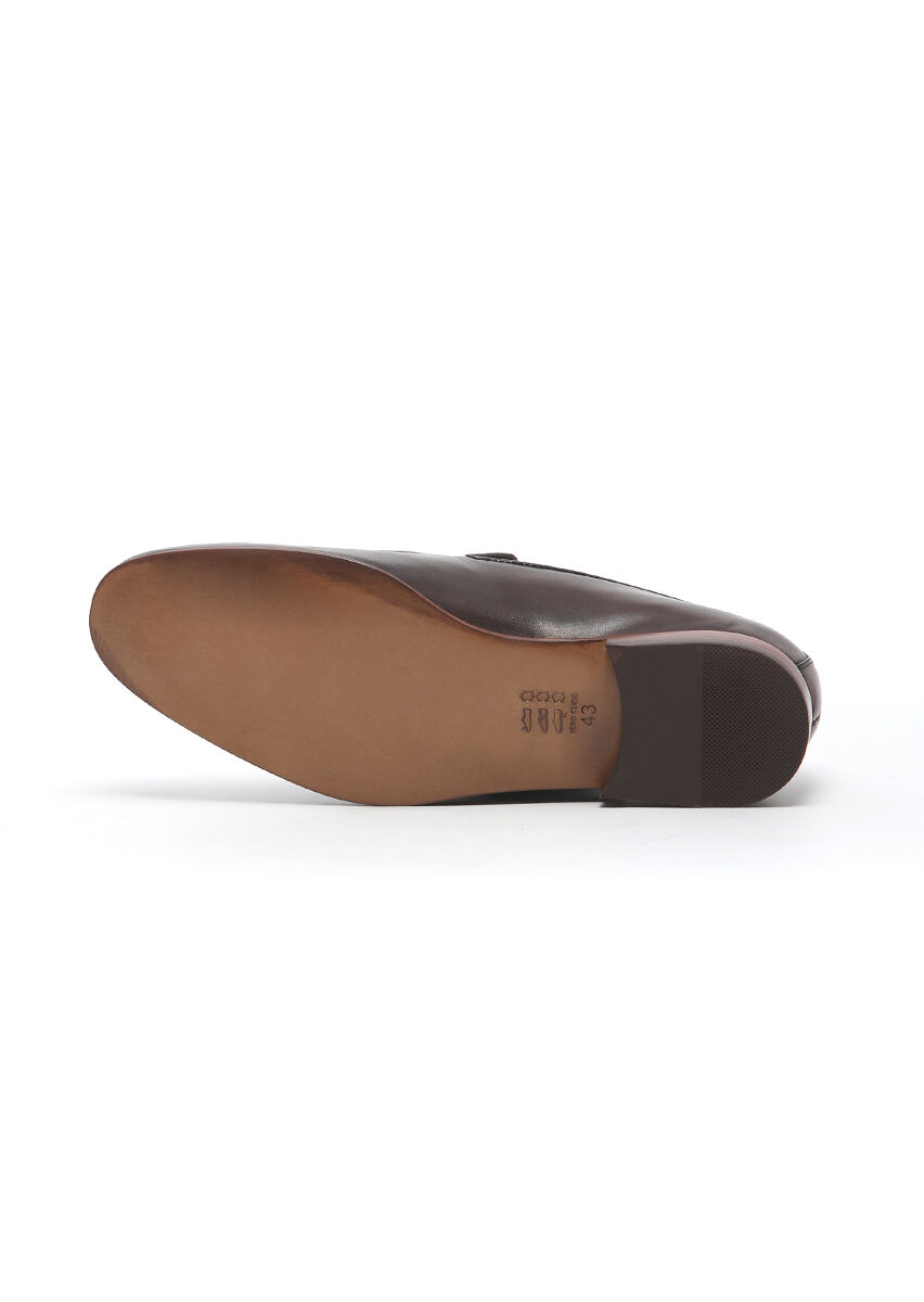 Kahverengi Deri Klasik Loafer - 5