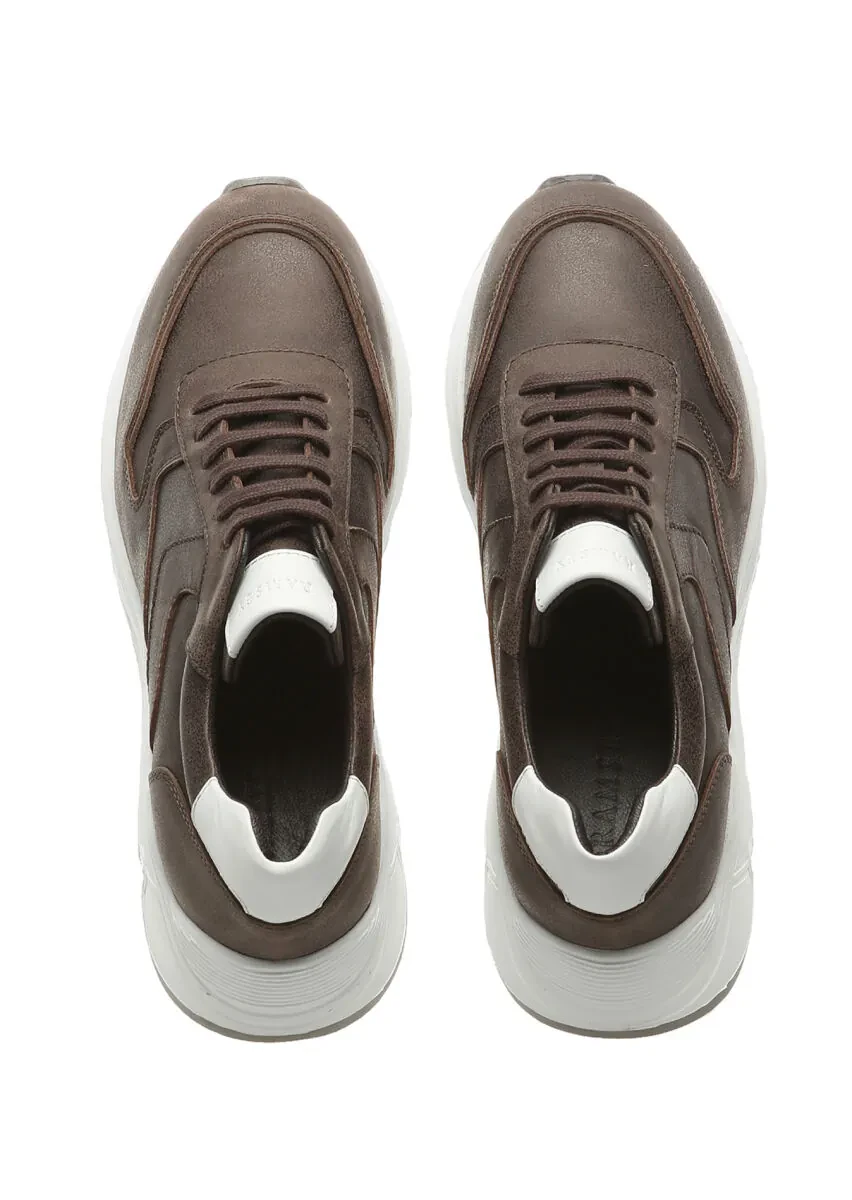 Kahverengi Deri Spor Ayakkabı - 5