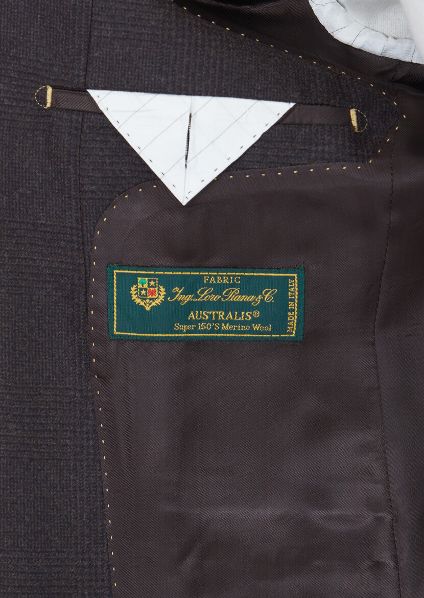 Kahverengi Desenli Regular Fit %100 Yün Ceket - 6