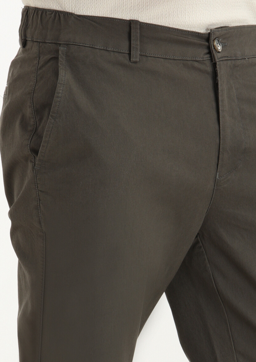 Kahverengi Düz Dokuma Jogging Fit Casual Pantolon - 3