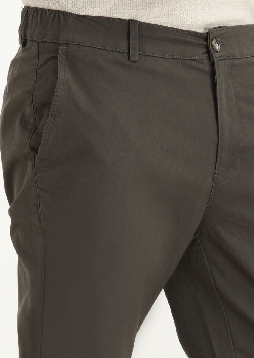 Kahverengi Düz Dokuma Jogging Fit Casual Pantolon - 3