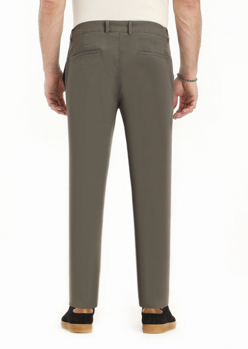 Kahverengi Düz Dokuma Jogging Fit Casual Pantolon - 4