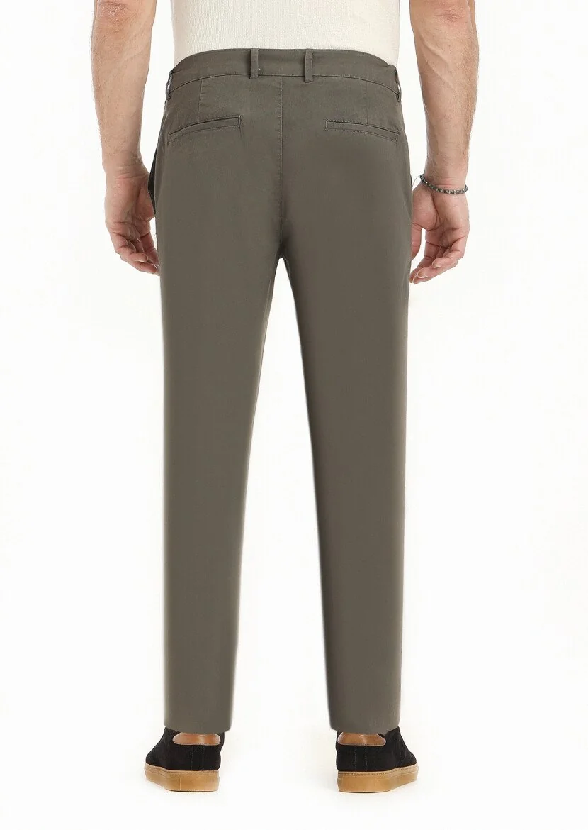 Kahverengi Düz Dokuma Jogging Fit Casual Pantolon - 4
