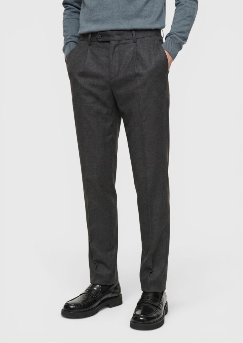 Kahverengi Düz Dokuma Modern Fit Casual Pantolon - 2