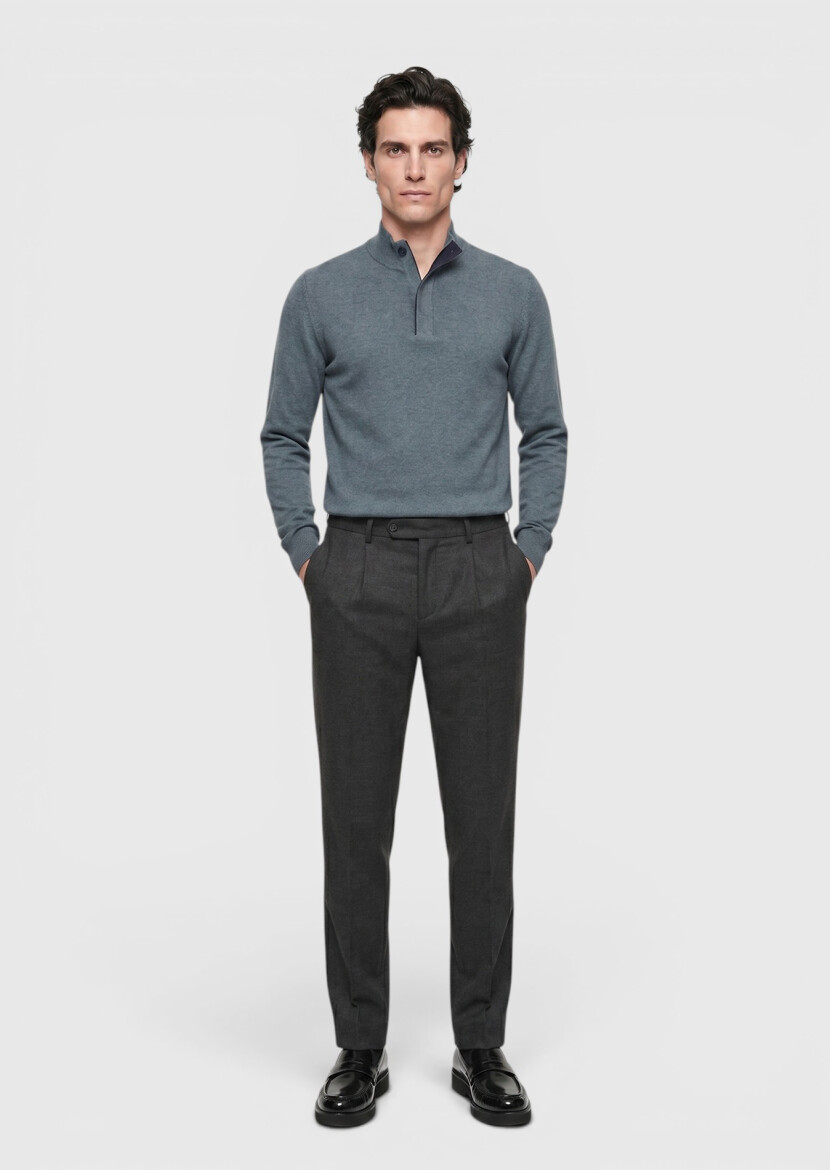 Kahverengi Düz Dokuma Modern Fit Casual Pantolon - 3