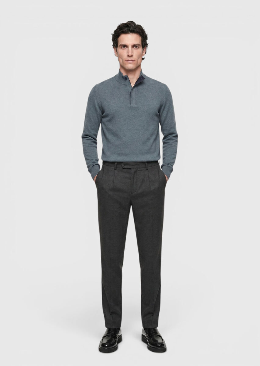 Kahverengi Düz Dokuma Modern Fit Casual Pantolon - 3