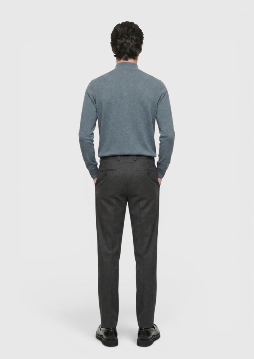 Kahverengi Düz Dokuma Modern Fit Casual Pantolon - 4