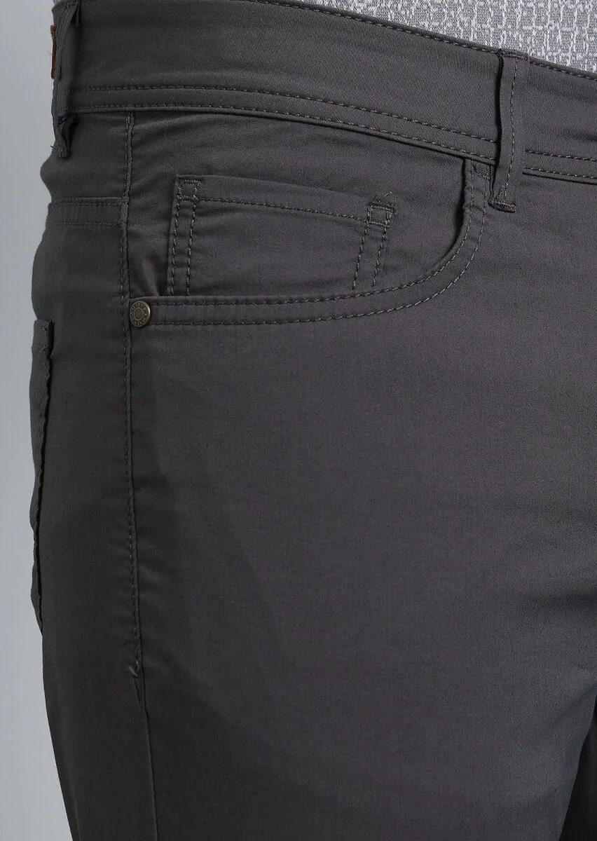 Kahverengi Düz Dokuma Slim Fit Casual Pamuk Karışımlı Pantolon - 3