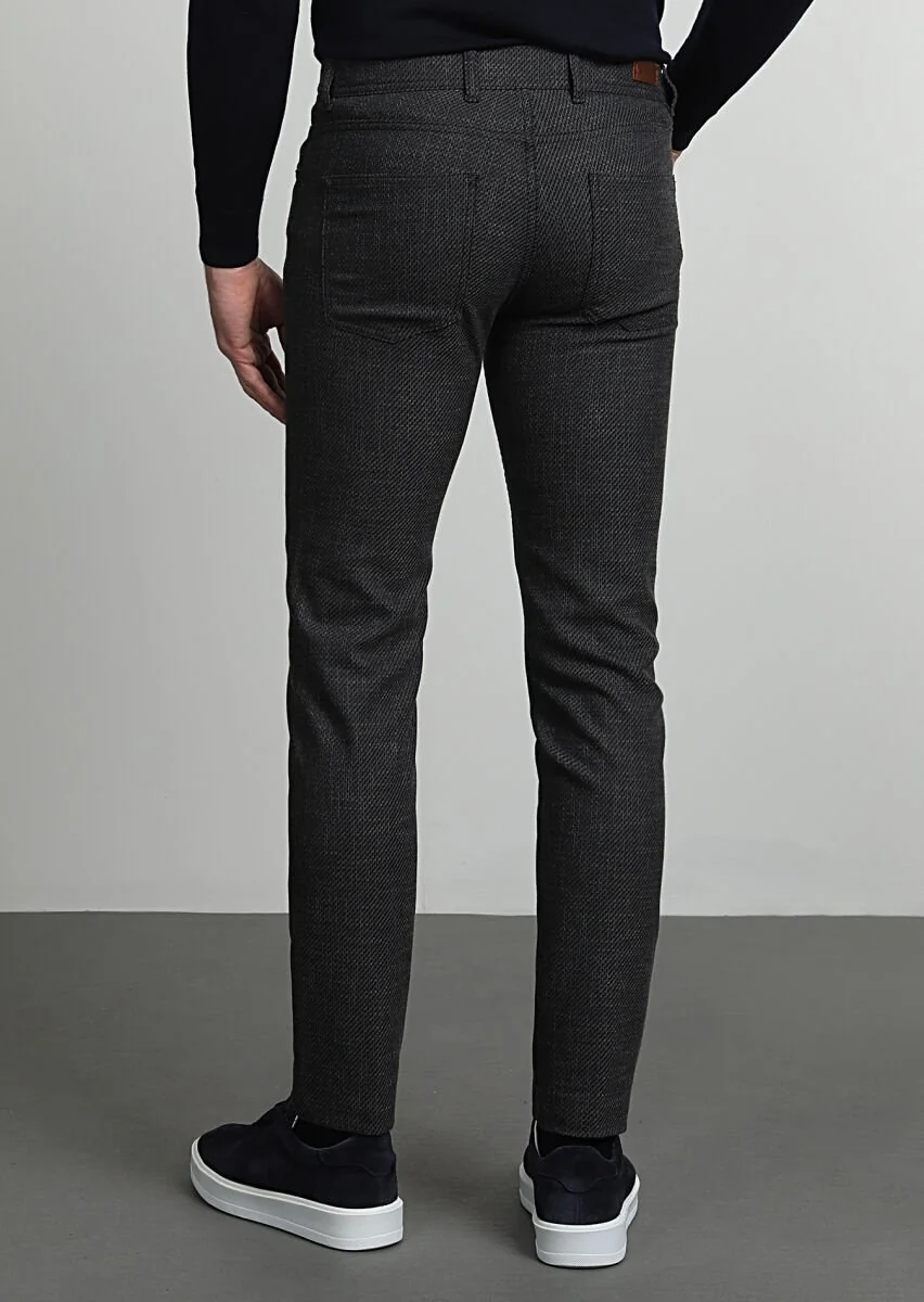 Kahverengi Düz Dokuma Slim Fit Casual Pantolon - 4