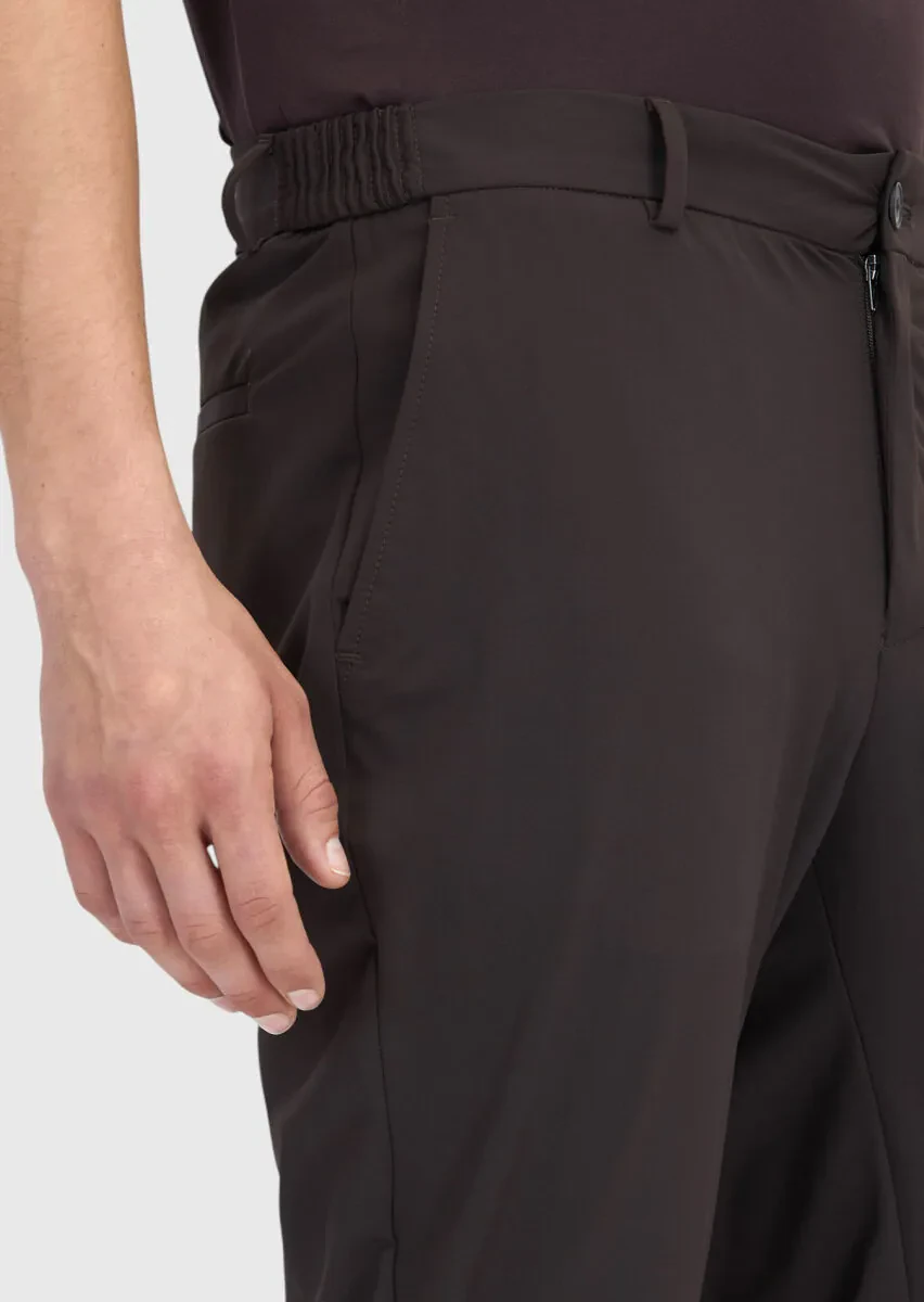 Kahverengi Düz Örme Jogging Fit Casual Pantolon - 4