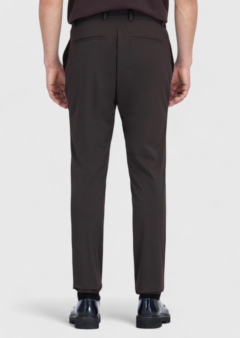 Kahverengi Düz Örme Jogging Fit Casual Pantolon - 5