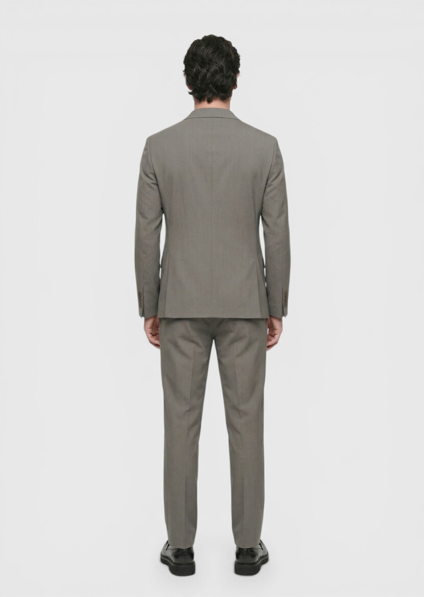 Kahverengi Düz Zeroweight Slim Fit Takım Elbise - 4