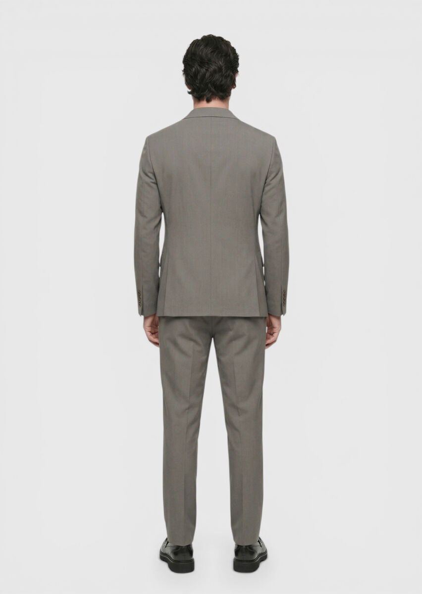 Kahverengi Düz Zeroweight Slim Fit Takım Elbise - 4