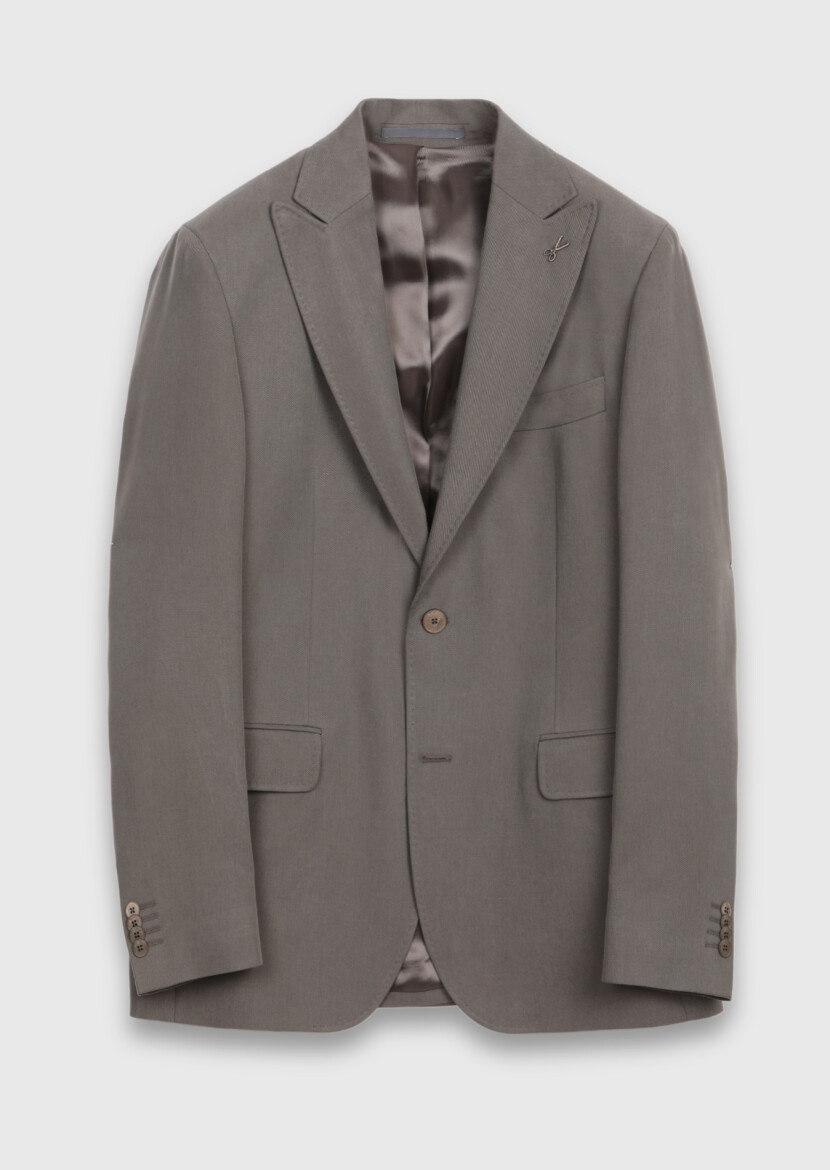 Kahverengi Düz Zeroweight Slim Fit Takım Elbise - 5