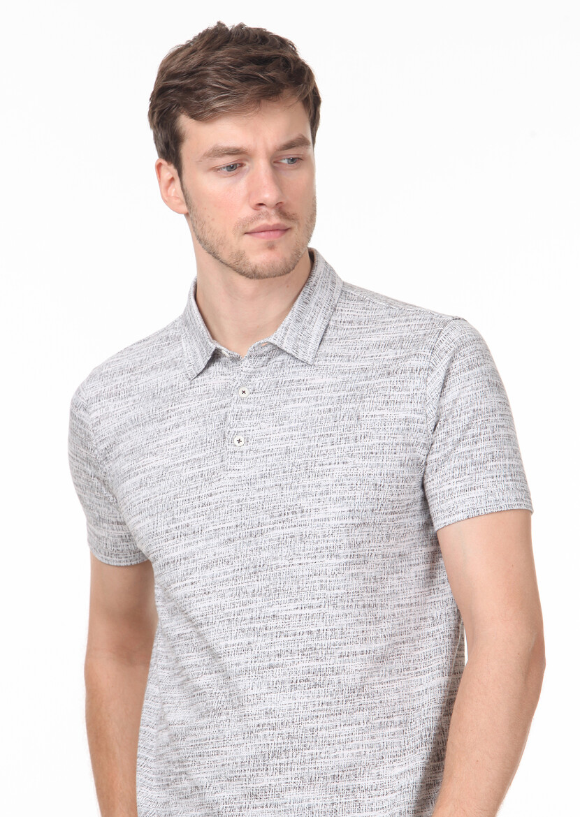 Kahverengi Jakarlı Polo Yaka %100 Pamuk T-Shirt - 2