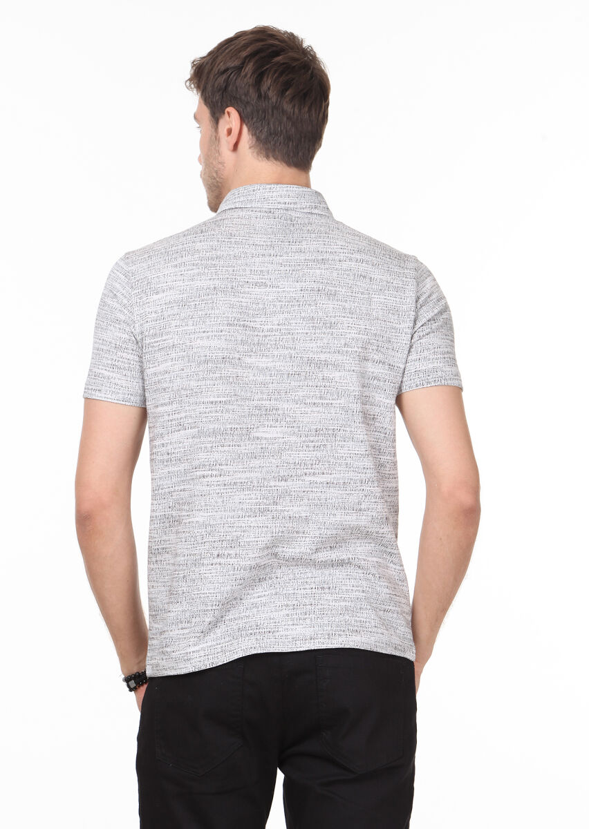 Kahverengi Jakarlı Polo Yaka %100 Pamuk T-Shirt - 4