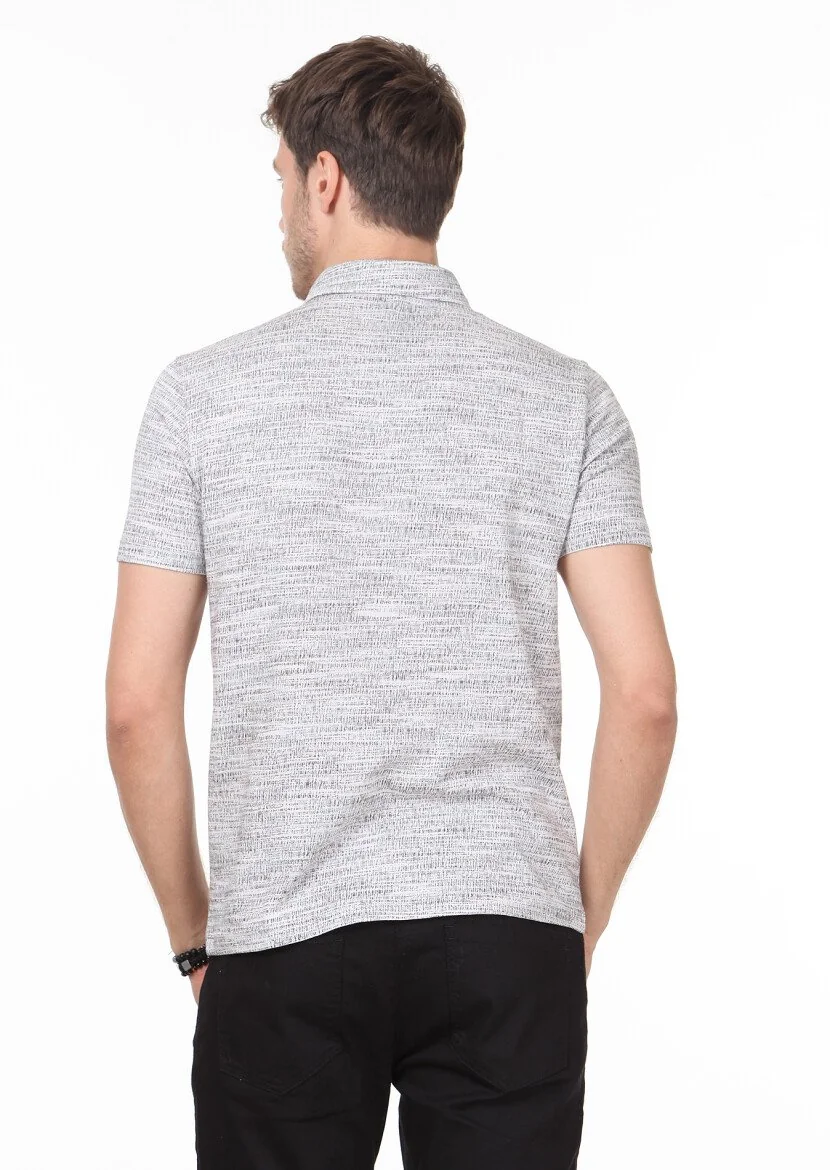 Kahverengi Jakarlı Polo Yaka %100 Pamuk T-Shirt - 4