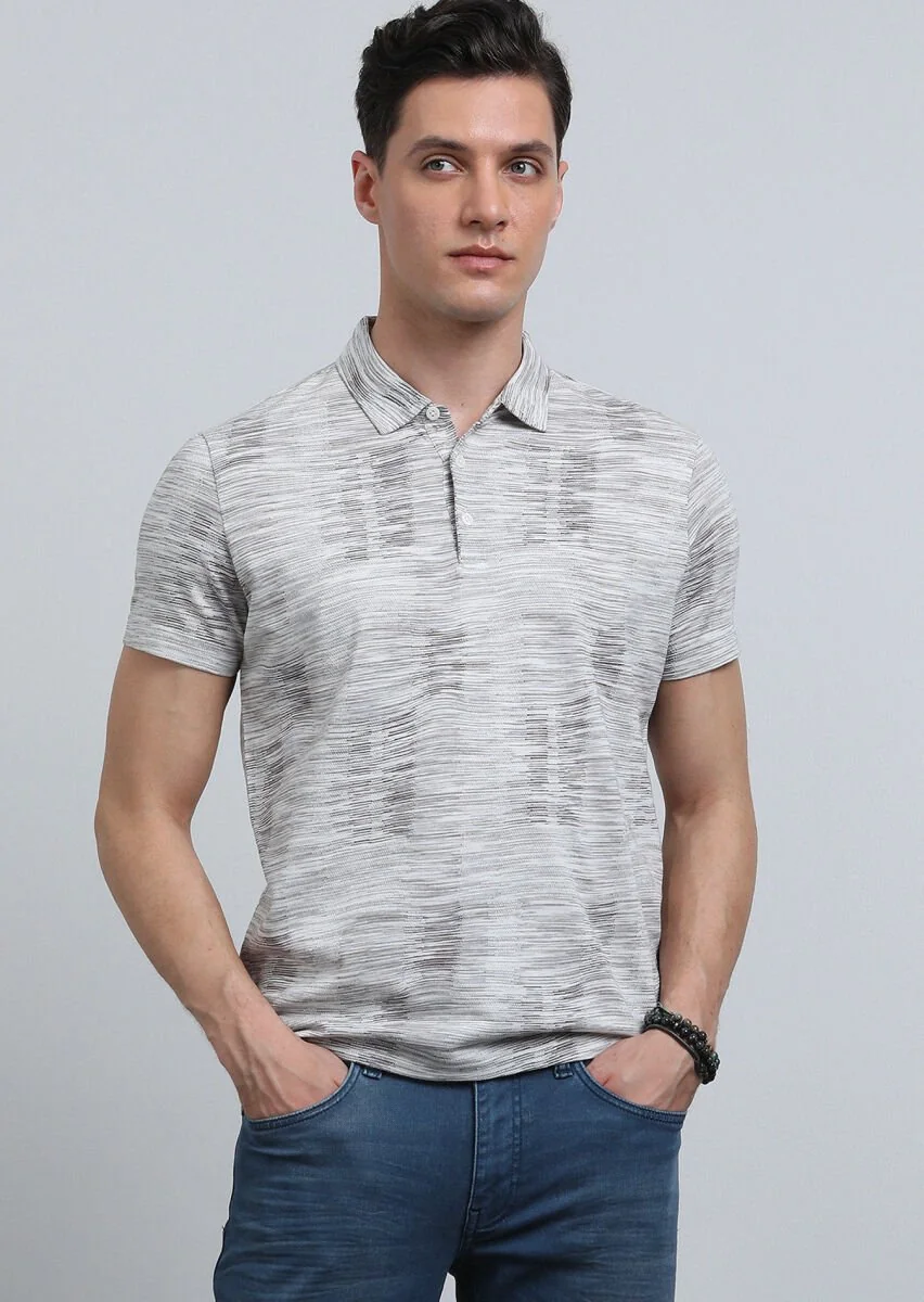 Kahverengi Jakarlı Polo Yaka %100 Pamuk T-Shirt - 4