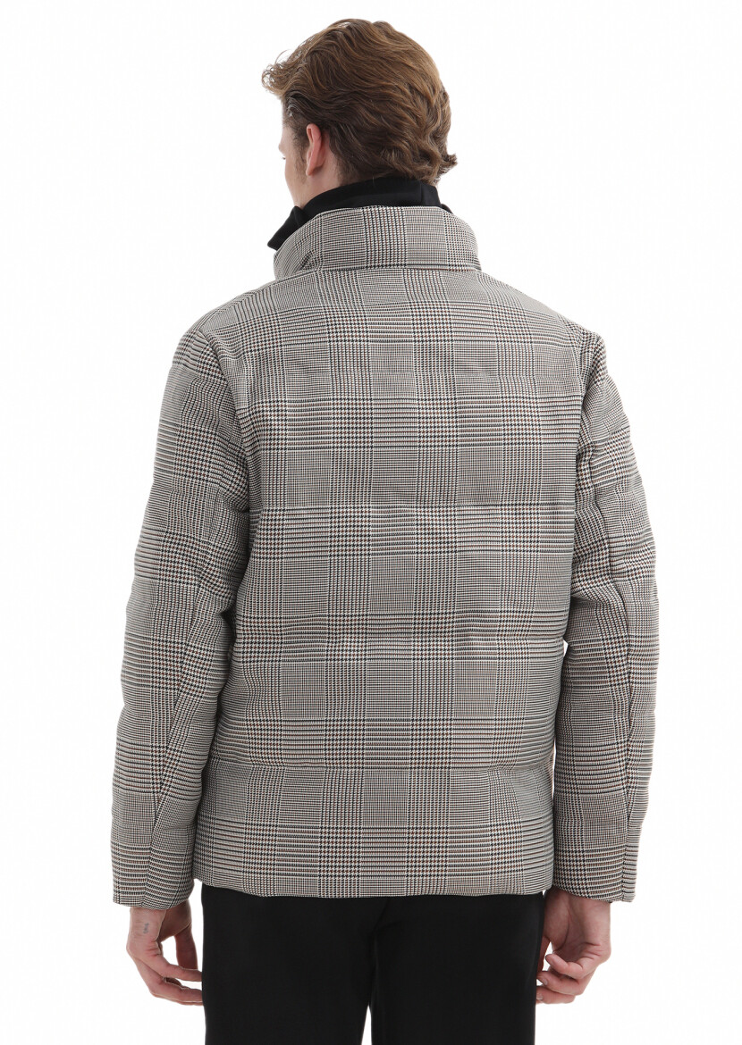 Kahverengi Regular Fit Dik Yaka Casual Dokuma Mont - 4