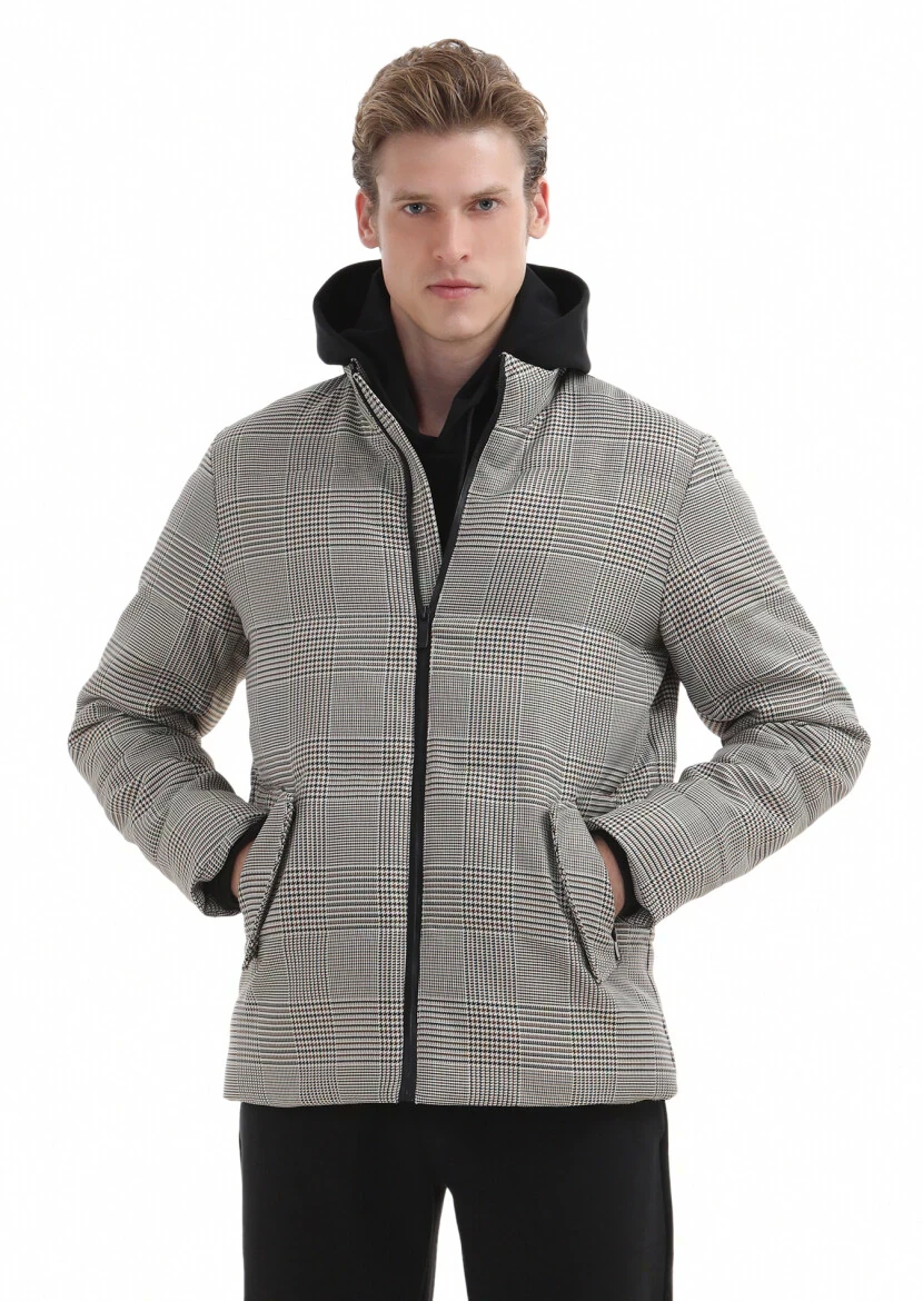 Kahverengi Regular Fit Dik Yaka Casual Dokuma Mont - 2