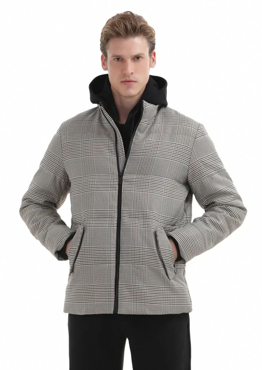 Kahverengi Regular Fit Dik Yaka Casual Dokuma Mont - 2