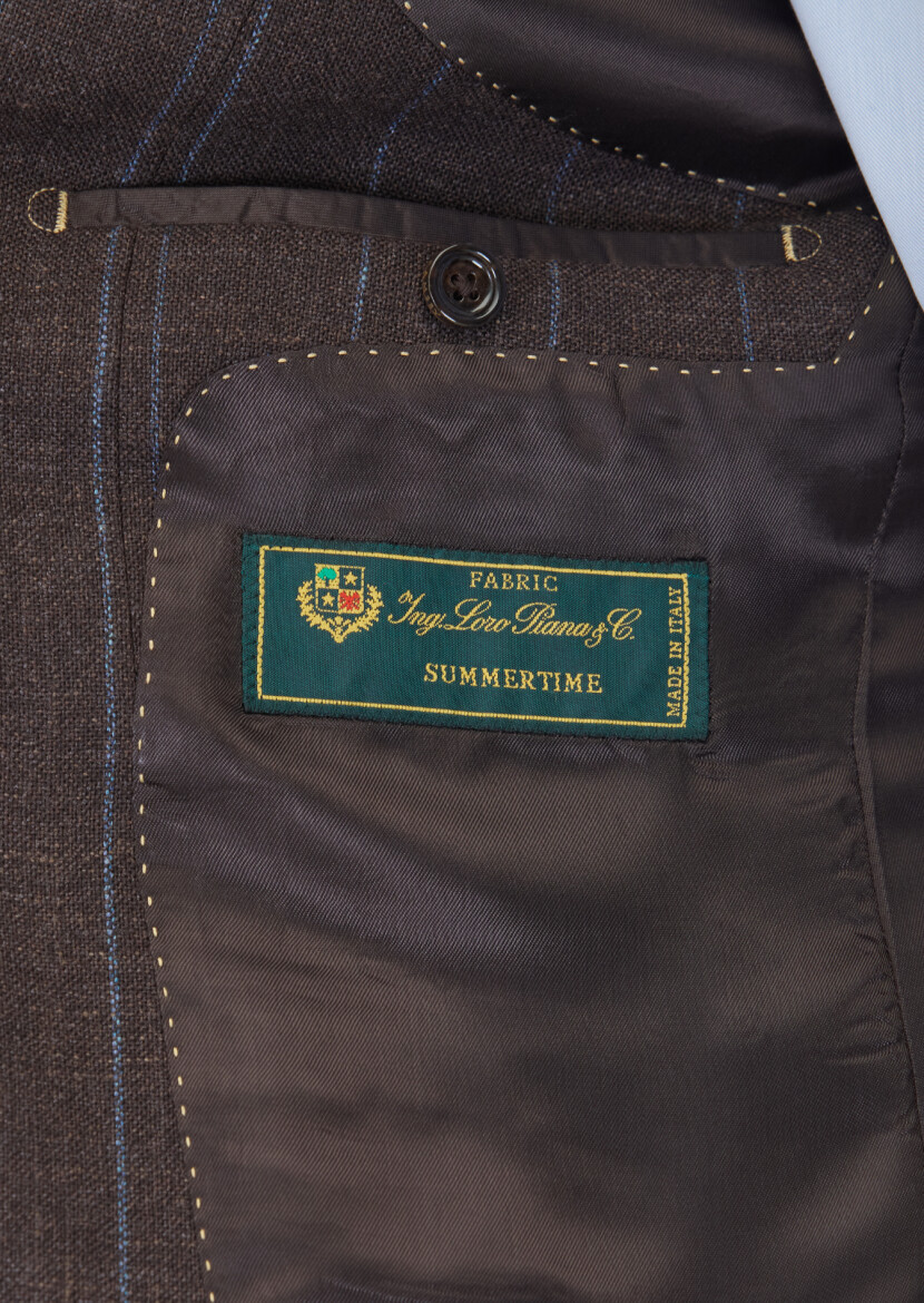 Kahverengi Regular Fit İpek Karışımlı Ceket - 5