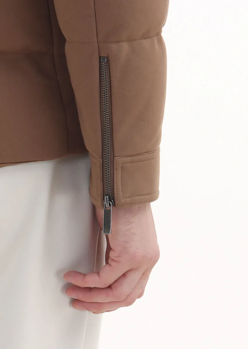 Kahverengi Regular Fit Örme Micro Jel Elyaflı Spor Ceket - 7