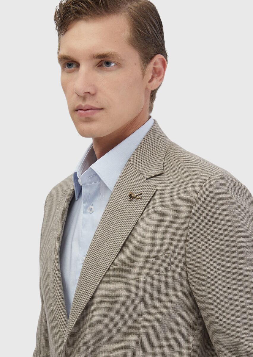 Kahverengi Zeroweight Slim Fit Yün Karışımlı Takım Elbise - 3