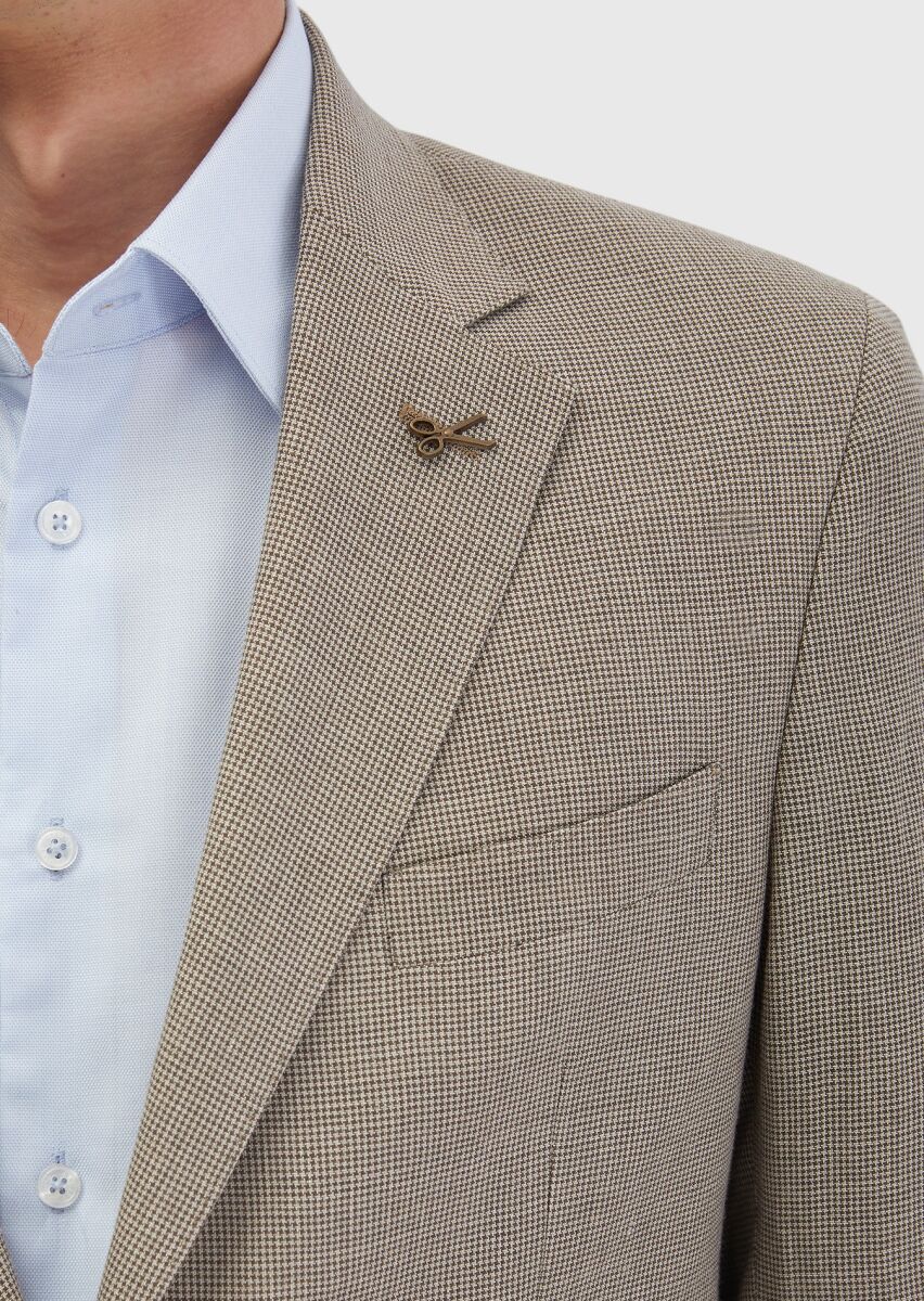 Kahverengi Zeroweight Slim Fit Yün Karışımlı Takım Elbise - 4