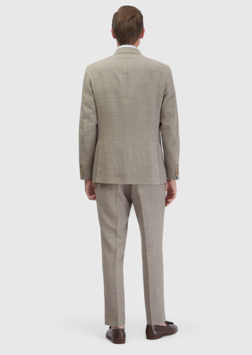 Kahverengi Zeroweight Slim Fit Yün Karışımlı Takım Elbise - 5