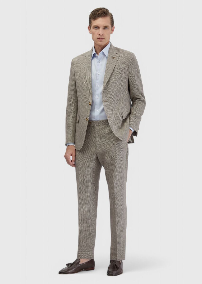 Kahverengi Zeroweight Slim Fit Yün Karışımlı Takım Elbise - 2