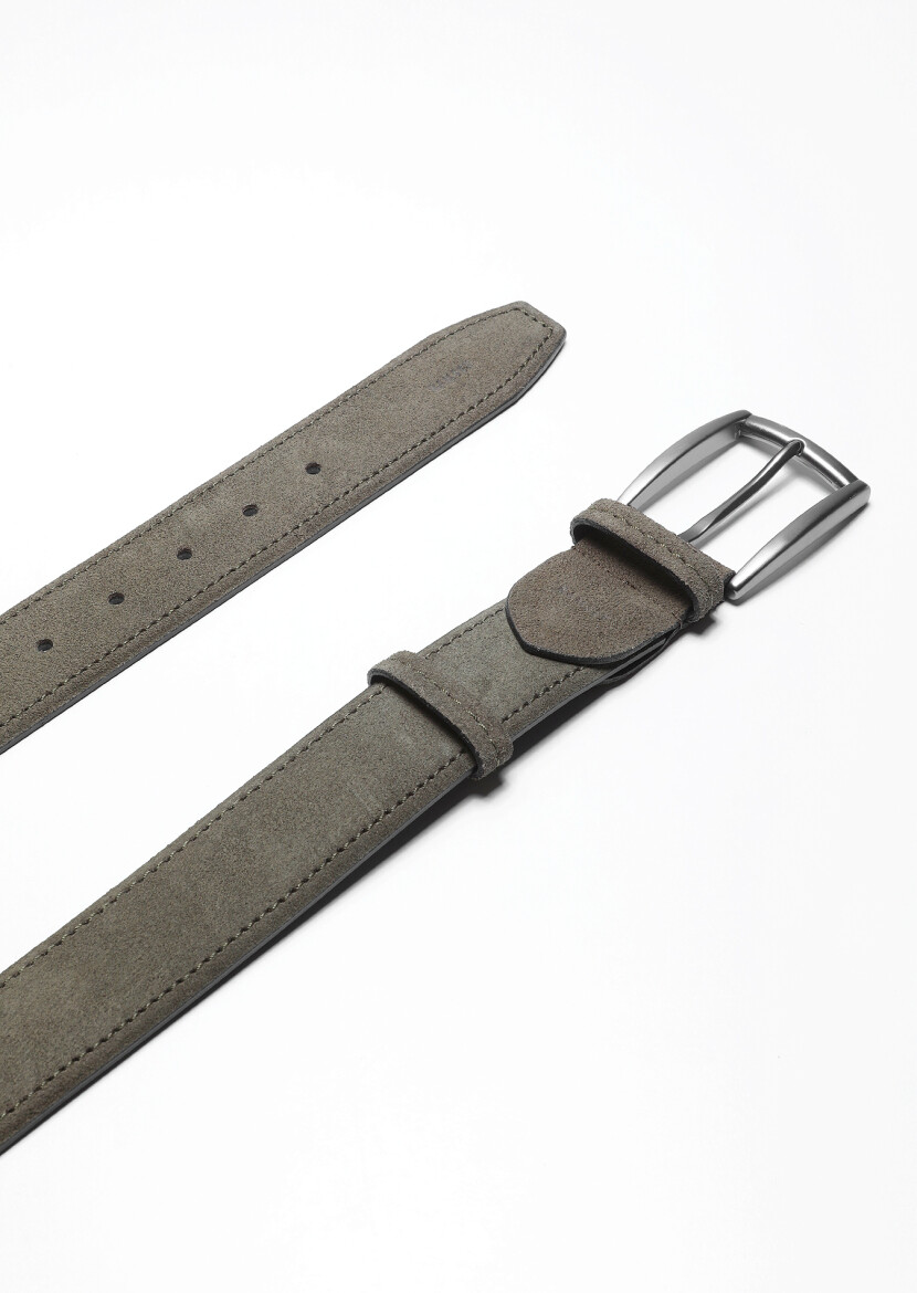 Khaki %100 Cow Leather Belt - 1