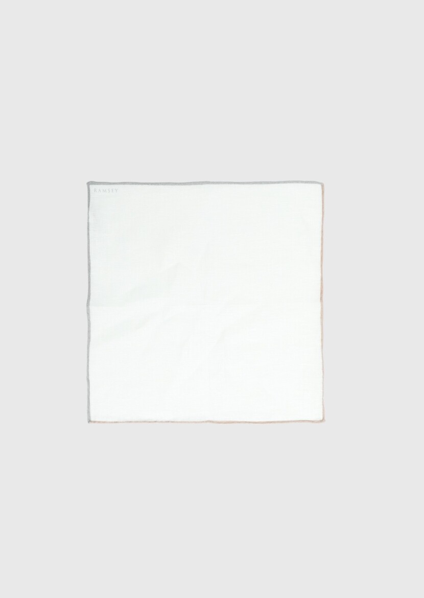 Khaki %100 Keten Handkerchief - 1