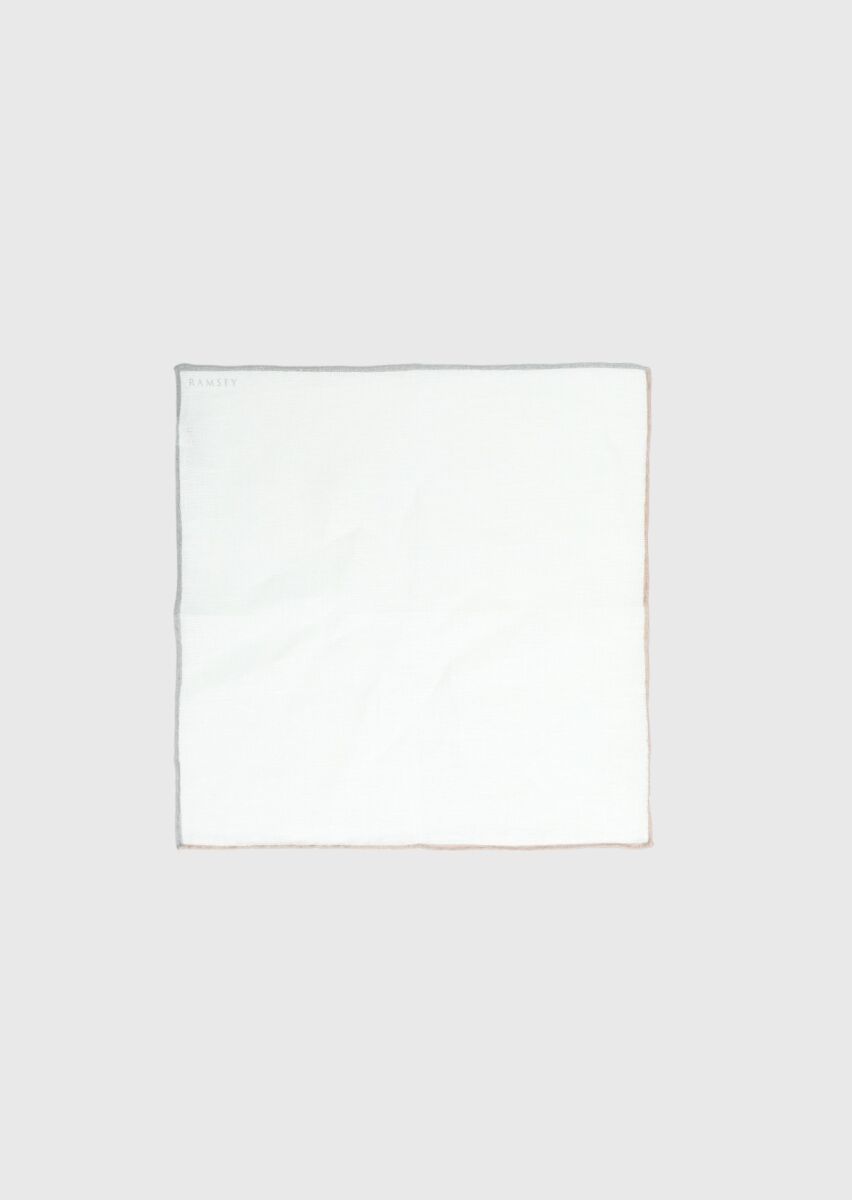 Khaki %100 Keten Handkerchief - 1