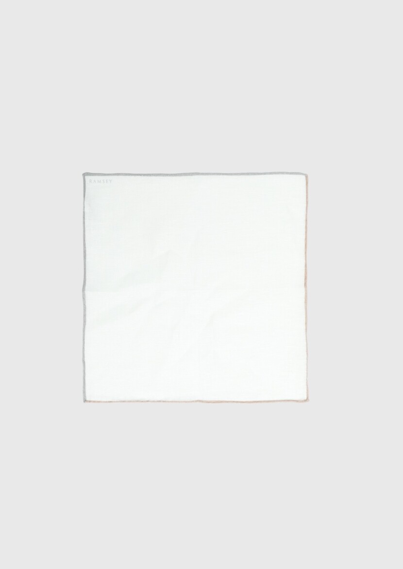 Khaki %100 Keten Handkerchief 