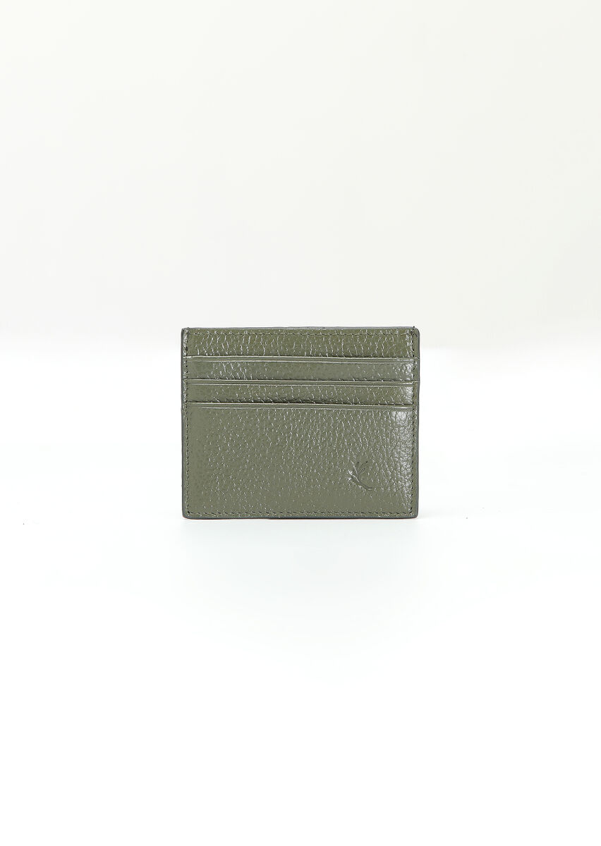 Khaki Cow Leather Card Holder - 1