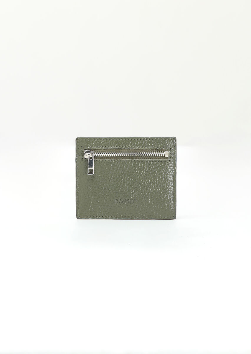 Khaki Cow Leather Card Holder - 2